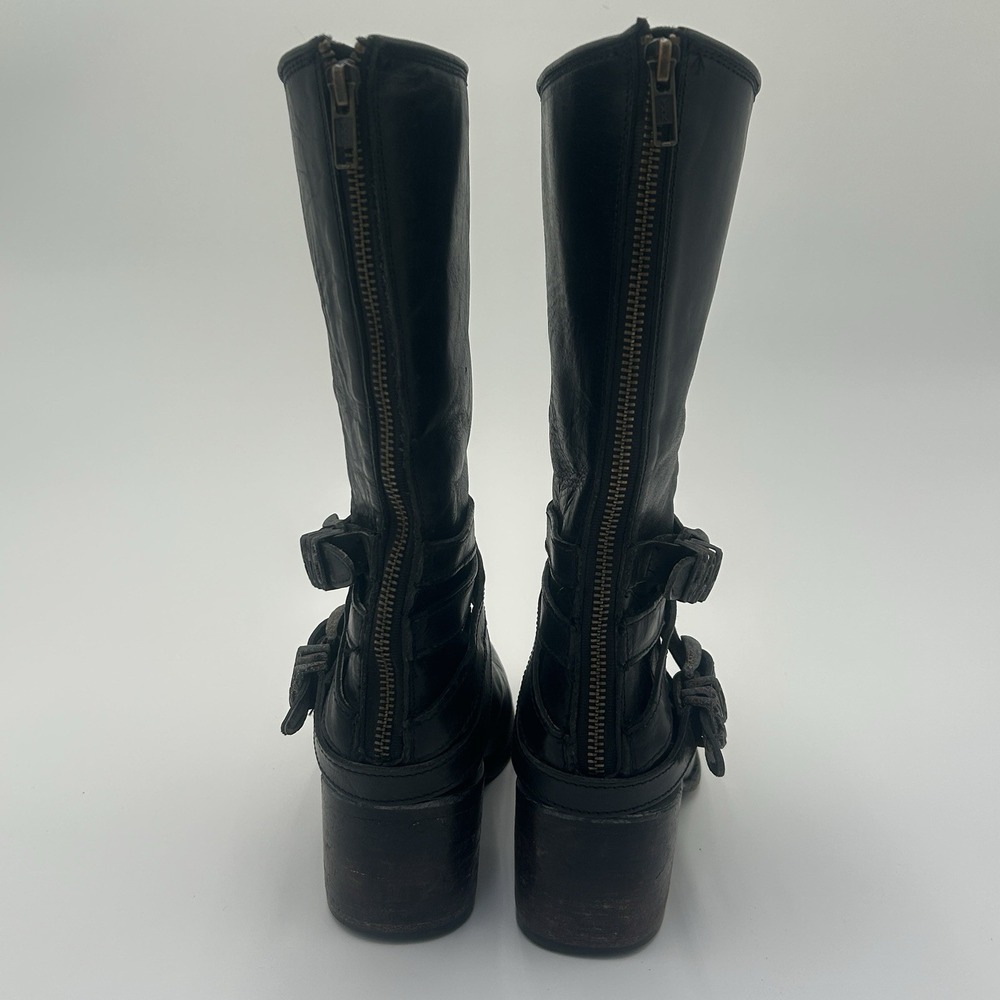 Freebird by Steven Pikes Size 8 Wrap Strap Riding Western Leather Boots Black - Picture 11 of 12